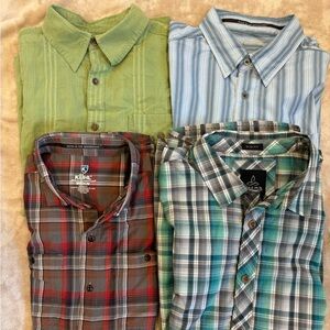 4 Lot Short Sleve Button Shirt Kuhl Prana Mountain Khakis Medium